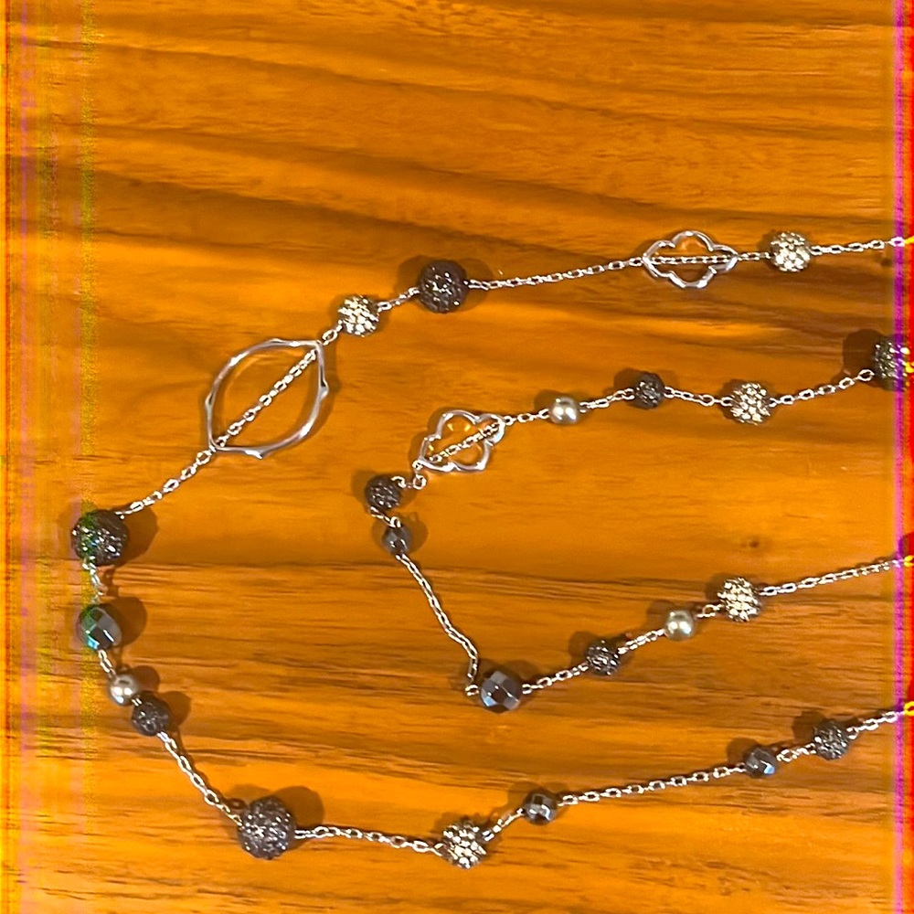 Stella&Dot,silver-plated,crystal balls, Wear as a single or long double strand.